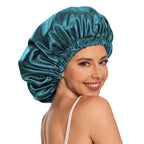 Satin Bonnet Silk Bonnet Hair Bonnet for Sleeping-Slouchy Beanie Hat Satin Sleep Cap for Women's Natural & Curly Hair(Blue Zircon&Purple)