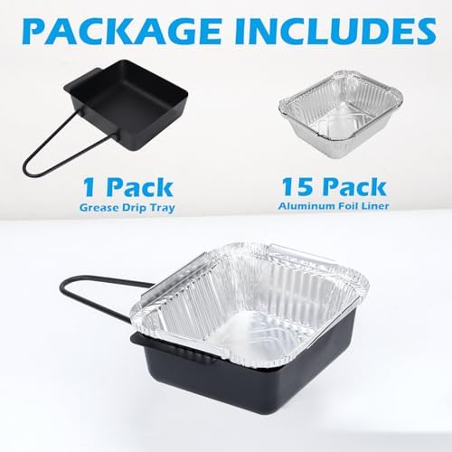 Grill Drip Pan for Nexgrill 720-0830X 720-0830H 720-0888 720-0888S 720-0896B 720-0896 Grease Tray Replacement Pars for Cuisinart CGG-7400 with 15 Pack Aluminum Foil Liners