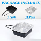 Grill Drip Pan for Nexgrill 720-0830X 720-0830H 720-0888 720-0888S 720-0896B 720-0896 Grease Tray Replacement Pars for Cuisinart CGG-7400 with 15 Pack Aluminum Foil Liners