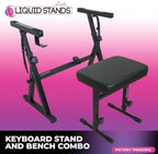 Liquid Stands Piano Keyboard Stand and Bench Set - Portable Heavy Duty Digital Piano Stand for 54-88 Key Electric Pianos & Adjustable Bench, Chair, Stool, Seat - Sturdy Keyboard Music Accessories