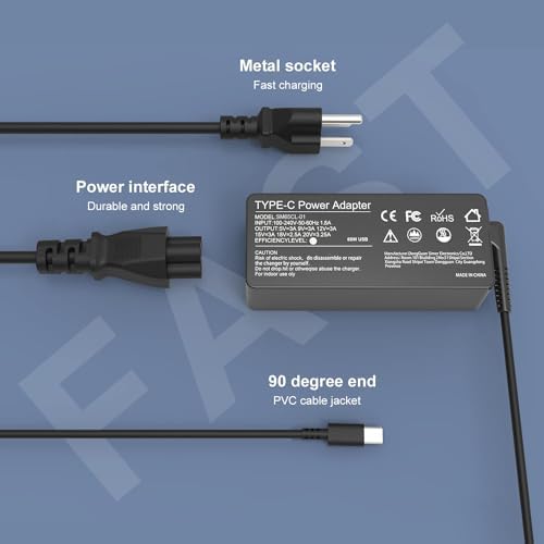Universal 65W 45W USB C Laptop Charger-Replacement for Lenovo Thinkpad/Yoga/Chromebook,HP Acer Asus Samsung Mac book pro Dell Chromebook Latitude xps 13 Series,Fast Type C AC Adapter Power Cord Supply