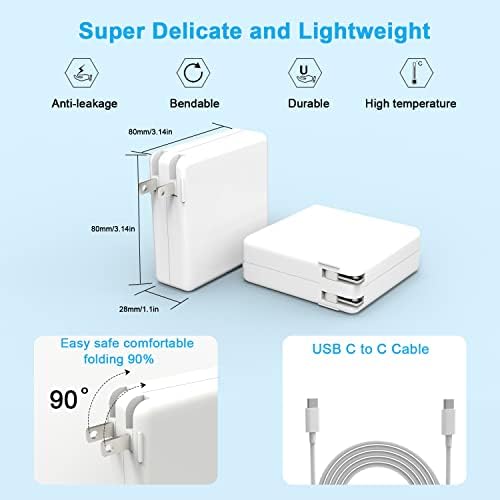 Replacement MacBook Air Charger for MacBook Pro Charger 100W USB C Power Adapter for Mac Book Pro 2022 2021 2020 2019 2018 16 15 14 13 Inch Fast Charging, and All Type C Devices Laptops