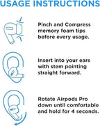 Foam Masters Memory Foam Ear Tips for AirPods Pro 1st & 2nd Gen | Comfortable | Secure | Better Noise Cancellation | Version 3.0 Replacement Buds (Small, Med, Large - 3 Pairs, White)