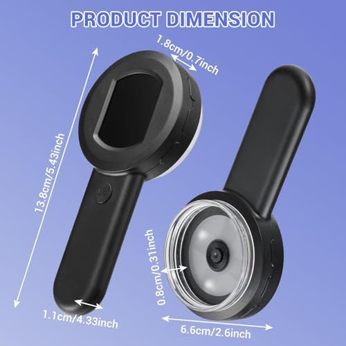 Digital Magnifier 100X Handheld Magnifying Glass with 2inch IPS Screen, White &Purple Light and Camera Function for Insects Stamps Coins Jewelry-(32GB TF Card Included, Mac/Windows Compatible)