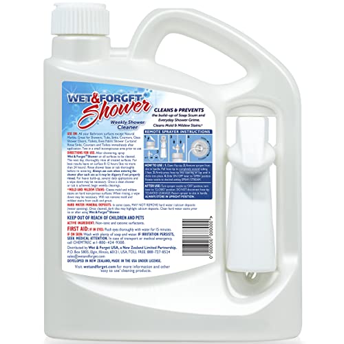 Wet & Forget Shower Cleaner Spray Multi-Surface Weekly Application Requires No Scrubbing, Bleach-Free Formula, Ready to Use, Vanilla Scent, 3 Months of Cleaning, 64 Fluid Ounces, 1 Pack