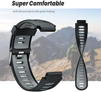 NotoCity Silicone Watch Band Replacement Solft Silicone Strap Compatible Forerunner 230/220/ 235/620/ 630/ 735XT/ Approach S20/ S5/ S6-Black Gray