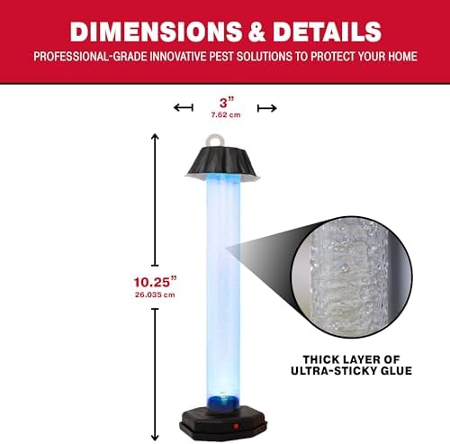 Catchmaster Glostik Flying Insect Trap 1-Pk, LED Light Glow in The Dark Sticky Fly Traps for Indoors & Outdoors, Mosquito & Bug Catcher Night Trap, Pet Safe Insect Killer, Home & Camping Pest Control