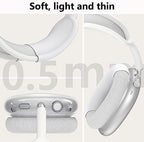 Silicone Case Cover for AirPods Max Headphones, Clear Soft TPU Ear Cups Cover/Ear Pad Case Cover/Headband Cover for AirPods Max (2024/2020),Transparent Accessories for Apple AirPod Max (USB-C), White