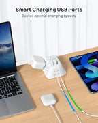 Desk Clamp Power Strip, Surge Protector with 5 AC Outlets and 3 USB Ports, Desk Mount Charging Station, Fit 1.97in Tabletop Edge Thick, 6FT Extension Cord, for Home Office Gaming Accessories