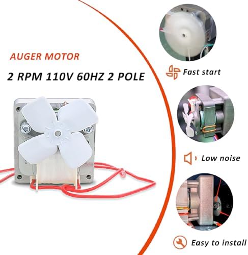 Upgraded 2.0 RPM Auger Motor Replacement for Traeger, Pit Boss Wood Pellet Grills, Camp Chef, Oklahoma Joe's, Cuisinart Wood Creek and Z Grills, Universal Auger Motor 110V, 60Hz, 2 Pole