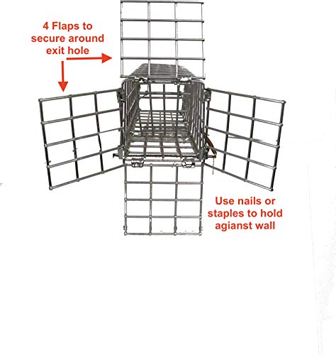 Excluder One Way Squirrel and Rodent Trap - Control Mice, Rats, Bats, Squirrels and More - Fine Copper Mesh Wool Included To Seal Hole- Better than Steel Wool - Good for Attic Door (3 x 3 Opening)