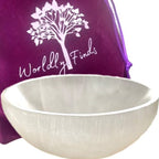 Selenite Crystal Smudge Bowl, Polished Thickly Hand-Carved, Moroccan Crystal Holder to Charge, Cleanse Crystals, Charging, Smudging Bowl, Spiritual Gifts, Wicca Supplies (5" Extra Large)