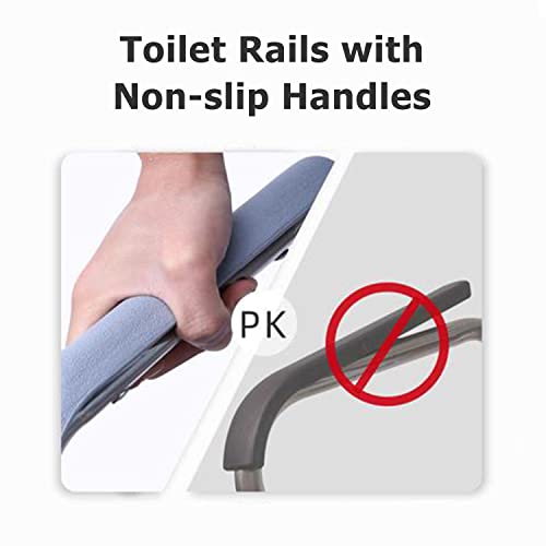 Raised Toilet Seat with Arms, 22in Width, Height Adjustable, Reinforced and Anti-Skid Design, Commode Chair and Safety Frame for Most Toilets，Bathroom Assist Frame for Elderly, Handicap【Widen】