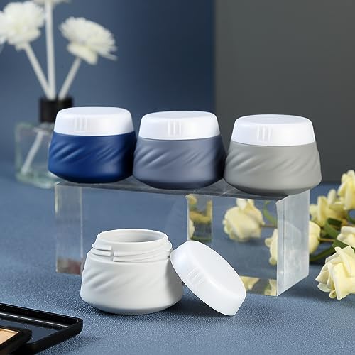 Gemice Travel Containers for Toiletries, Silicone Cream Jars TSA Approved Travel Size Containers with Clear Bag, Leak-proof Travel Accessories with Lid for Cosmetic Face Body Hand Cream (4 Pack)