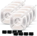 16Pcs Pet Fountain Filters Replacement Compatible with 95Oz/2.8L Dog Water Fountain, Cat Water Fountain Filters(8 Carbon Filters+8 Sponge Filters)