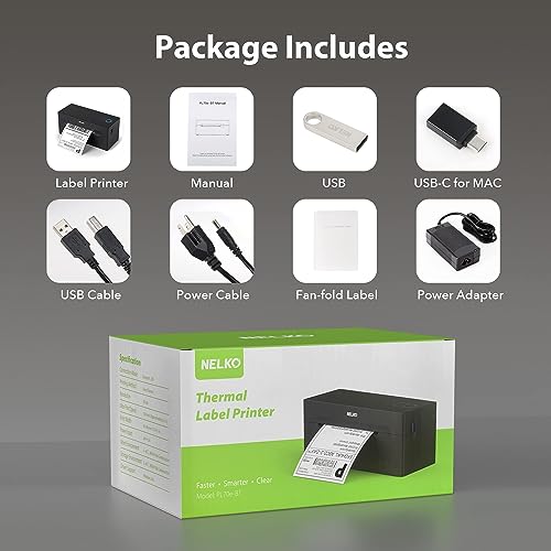 Nelko Bluetooth Thermal Shipping Label Printer, Wireless 4x6 Shipping Label Printer for Shipping Packages, Support Android, iPhone and Windows, Widely Used for Amazon, Ebay, Shopify (Black)