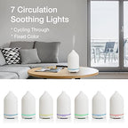 Essential Oil Diffuser Aromatherapy Diffuser - 100ml Ceramic Ultrasonic Cool Mist Aroma Diffuser, Whisper Quiet with Waterless Auto Shut-Off, 4 Timer Setting &7 Colors Night Light for Home Office