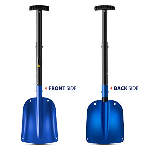ORIENTOOLS Aluminum Snow Shovel 3 Piece Collapsible Snow Shovel with Extendable Handle 26-32 Inch, Portable Lightweight Sport Utility Shovel for Cars, Camping, Garden, Snowmobiles and Mud (8.7" Blade)