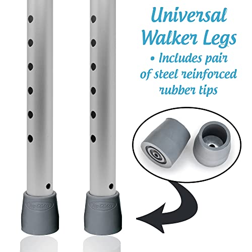 Universal Walker Replacement Legs with Free Rubber Tips - Gray - 1 Pair
