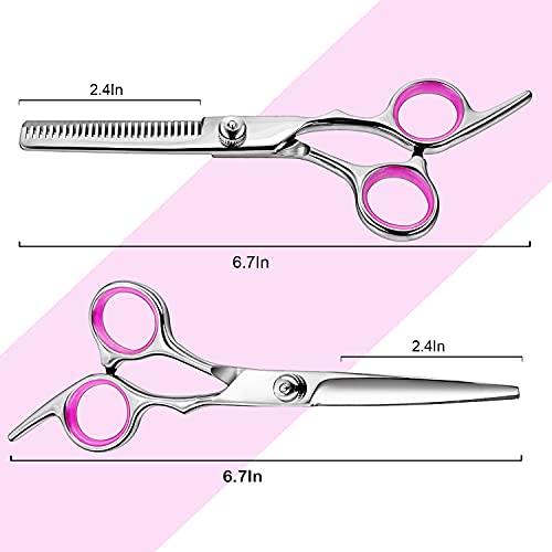 Hair Cutting Scissors Thinning Shears- Fcysy Professional Barber Sharp Hair Scissors Hairdressing Shears Kit with Haircut Accessories in Leather Case for Cutting Styling Hair for Women Men Pet