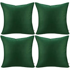 Thmyo 4-Pack 100% Cotton Comfortable Solid Decorative Throw Pillow Case Square Cushion Cover Sublimation Blank Pillow Covers DIY Throw Pillowcase for Sofa Couch(18x18 inch/ 45x45cm,Christmas Green)