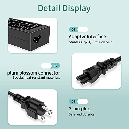 65W AC Adapter Charger Replacement for Dell Inspiron 15 3000 Charger 3552 3558 3576 3580 5551 5557 5558 5559 5566 5567 5568 5570 5582 5583 5584 7537 7560 7570 7572 7573 7579 7580 Laptop Power Cord