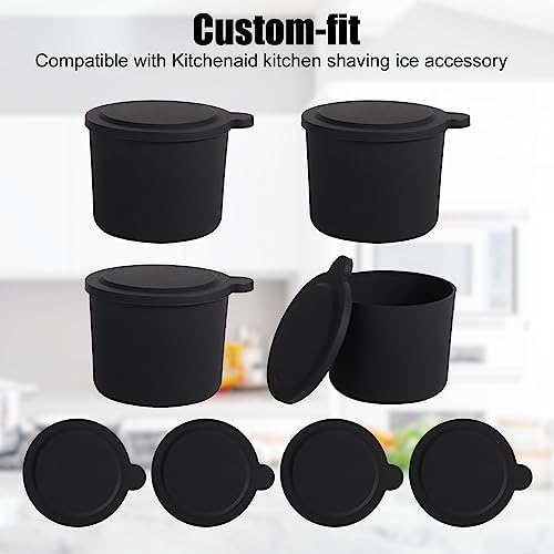 4PCS Ice Molds Replacement for Kitchenaid, Reusable Silicone Ice Molds with Lids Replacement Compatible with Ice Shaver Machine Accessories Easy to Clean