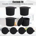 4PCS Ice Molds Replacement for Kitchenaid, Reusable Silicone Ice Molds with Lids Replacement Compatible with Ice Shaver Machine Accessories Easy to Clean
