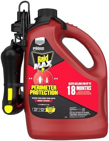 Raid MAX Perimeter Protection, 1 Gallon, Indoor & Outdoor Insecticide Spray with Reusable Electric Sprayer