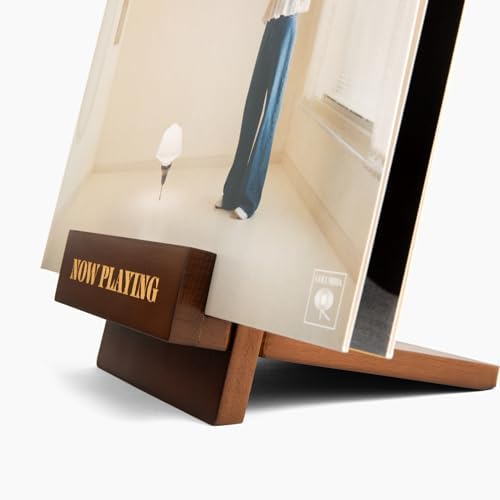 Now Playing Vinyl Record Stand: Classic Wood Record Holder - Vinyl Accessories for LP enthusiasts - Album and LP Holder