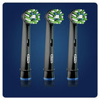 Oral-B CrossAction Replacement Toothbrush Heads for Black Edition Electric Toothbrush with CleanMaximiser Technology, Pack of 3 Replacement Heads