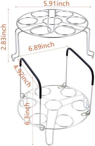 GREATLINK Egg Steamer Rack - Stainless Steel Trivet for 6, 8 Quart Pressure Cooker, Compatible for Instant Pot Accessories, Cooks 14 Eggs, Stackable Steaming Holders for Eggs, 2 Packs