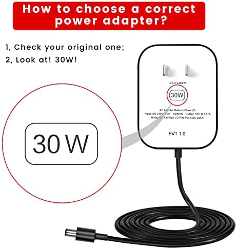 30W Power Adapter Cord Replacement for Echo Show 21, Show 15 2nd, Echo Show 10, Echo Show 8, Echo (4th Gen.), Echo (3rd Gen.) - Wall Charger Plug Long Cable 5ft, Black