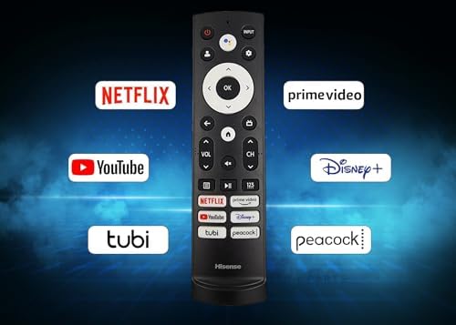OEM Replacement Remote Control for All Hisense UHD 4K ULED Smart Google TVs with Voice Control 43A6H 50A6H 55A6H 65A6H 75A6H 50U6H 55U6H 65U6H 75U6H75U8H (Netflix/Prime/YouTube/Disney+/Tubi/Peacock)