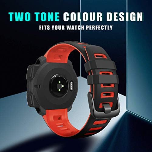 NotoCity for Garmin Instinct Band Silicone Replacement Watch Band Compatible with Garmin Instinct 2/ Solar/Tactical(black-red)