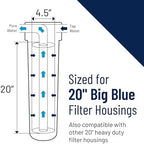 Pentair Pentek DGD-2501-20 Big Blue Water Filter, 20-Inch Whole House Sediment Filter Cartridge Replacement, Dual-Gradient Density Spun Polypropylene, 20" x 4.5", 1 Micron, Pack of 1, White