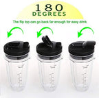 24OZ Replacement Blender Cup with To-GO Lids for Ninja, 2-Pack Replacement Parts Compatible with Ninja BL450 BL456 BL480 BL482 BN401 BN751 BN801 SS151 SS401