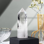 Runyangshi Large Clear Quartz Healing Crystal Wand 4.72"-5" Natural Crystal Tower 6 Faceted Single Point Crystal Prism Wand Natural Quartz Stones for Meditation Reiki Chakra Therapy Home Decor Gift