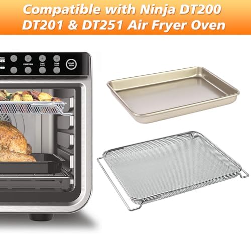 Air Fryer Basket for Ninja Air Fryer Oven, Replacement Air Fryer Tray Air Fryer Pans Air Fryer Accessories for Ninja DT201 Foodi 10-in-1 Smart XL Air Fry Oven Ninja Foodi Accessories