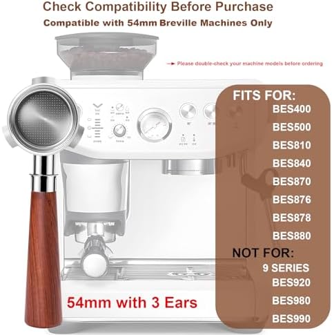 54mm Bottomless Portafilter, 3 Ears Espresso Portafilter, Compatible with 54mm Breville Sage Barista Espresso Machine, Puck Screen and Distribution Tool Included, Espresso Accessories Kit