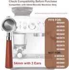 54mm Bottomless Portafilter, 3 Ears Espresso Portafilter, Compatible with 54mm Breville Sage Barista Espresso Machine, Puck Screen and Distribution Tool Included, Espresso Accessories Kit