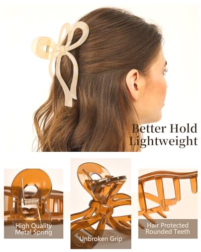 Yanibest Elegant Bow Hair Claw Clips Stylish Large Hair Clips for Thin and Thick Hair | Holiday Gift for Teen Girls | Chic Hair Styling Accessories for Women (Pack of 2)