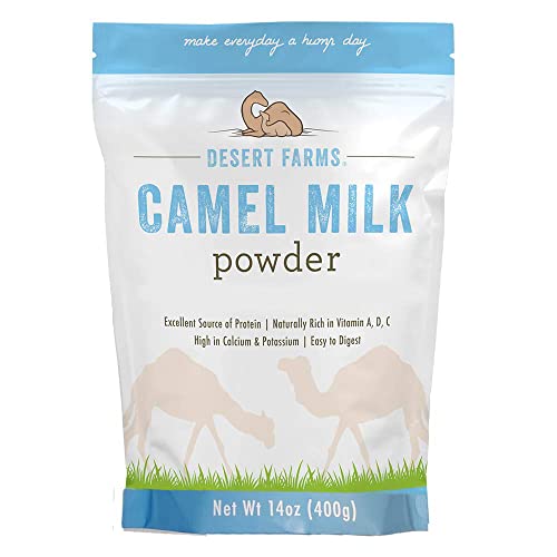 Desert Farms Organic Whole Camel Milk Powder Certified PALEO and KETO Allergen Free Non-GMO Easy to Mix Powder Milk - Excellent Replacement For Goat and Soy Milk - Packaged In The USA (400 Grams)