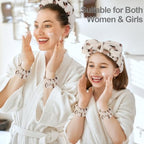 Canitor Spa Headband Wrist Bands Set with Hair Clips Skincare Headband for Washing Face Non Slip Puffy Terry Cloth Makeup Headband Cute Women Teen Girls Gifts Trendy Stuff Hair Accessories