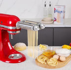 Pasta Maker Attachment for KitchenAid Mixers,3 in 1 Set Included Pasta Sheet Roller, Spaghetti Cutter, Fettuccine Cutter Accessories and Cleaning Brush