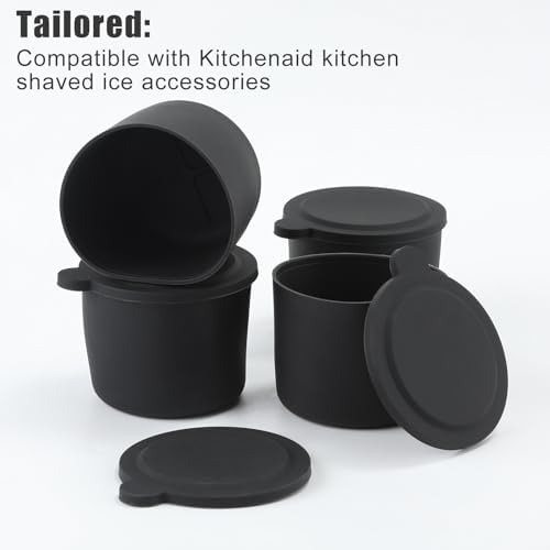 4pcs Ice Block Stencil, Reusable Silicone Ice Template with Lid Ice Shaver Template Ice Stencil Replacement for Kitchenaid Ice Shaver Machine Accessories for Shaved Ice Making (Black)