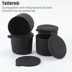 4pcs Ice Block Stencil, Reusable Silicone Ice Template with Lid Ice Shaver Template Ice Stencil Replacement for Kitchenaid Ice Shaver Machine Accessories for Shaved Ice Making (Black)