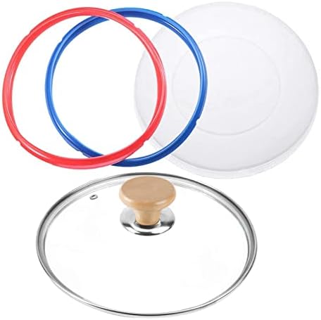 9 inch Tempered Glass Lid for Instant Pot 6 Quart, Silicone Lid Silicone Cover for Instant Pot 6 Quart, Silicone Sealing Rings for Instant Pot 5 qt or 6 qt (2 Pack), Set of 4 Instant Pot Accessories