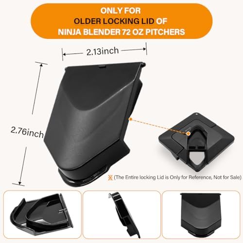2Pcs Pour Spout Cover Replacement Compatible with Ninja Blender Lid 72oz, Replacement Lid Flap Spout Cover for Ninja Blender Pitcher Square Top, Black, Polycarbonate, BL660 BL740 BL770 BL780
