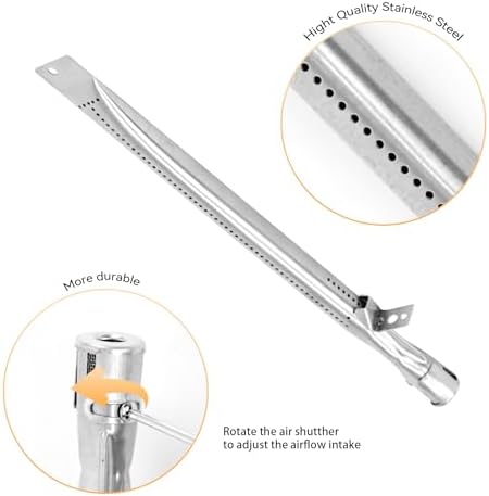 Heat Plate and Burner Kit for Cuisinart GAS2456AS,GAS2556AS,GAS1456ASO,GAS1456BSO,GAS9456AS, GAS9556AS, GAS2420AS，Stainless Steel Grill Replacement Parts for Cuisinart 5 Burner Gas Grill